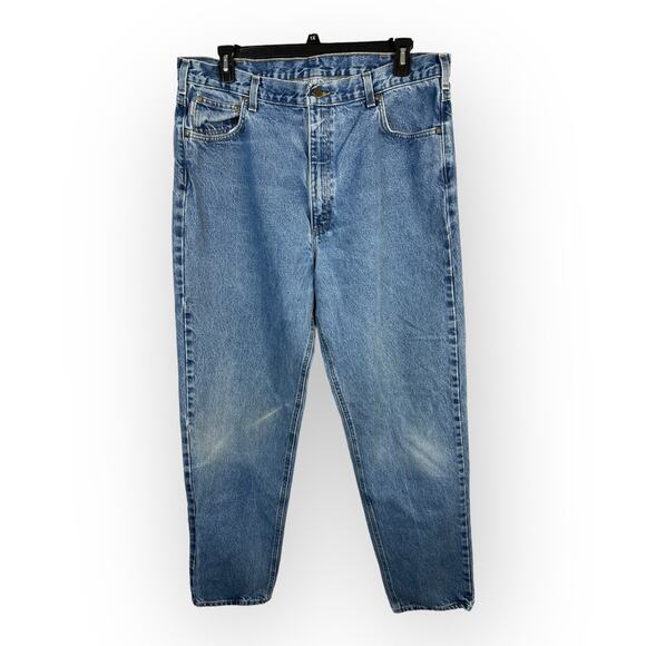 Carhartt Mens size 40x36 Relaxed Fit Tapered Leg Denim Jeans 817-DST 5 Pocket - Picture 1 of 10